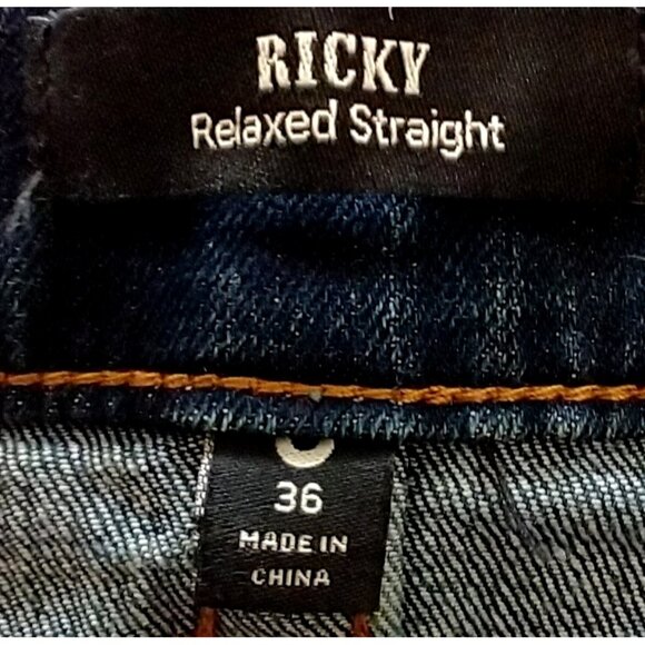True Religion Ricky Relaxed Straight Jeans Flap Pockets WORLD TOUR BUDDHA 38x31 - Picture 8 of 9